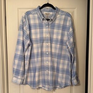 Cabin Creek Light Blue and White Plaid long sleeve Shirt size 18